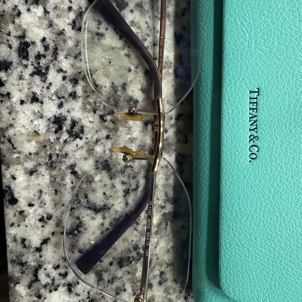 Tiffany & Co. Gold and Black Rimless Glasses